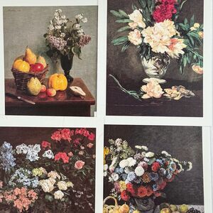 Lot of 4 Vintage Floral Art Print Postcards 5x6 – Fine Art Gallery Wall